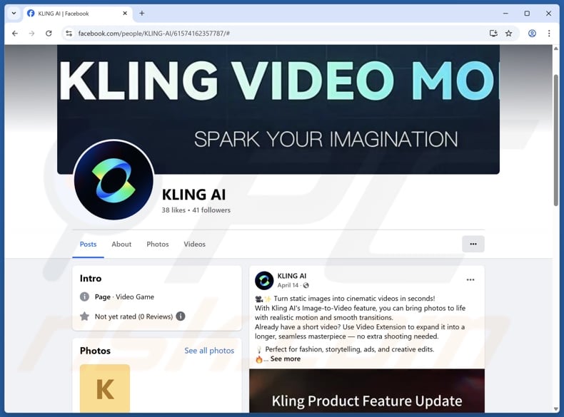 Fake Kling AI FB account used to endorse PureHVNC malware