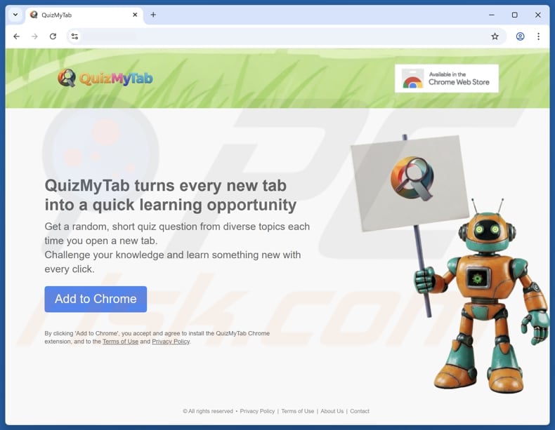 Website used to promote QuizMyTab browser hijacker