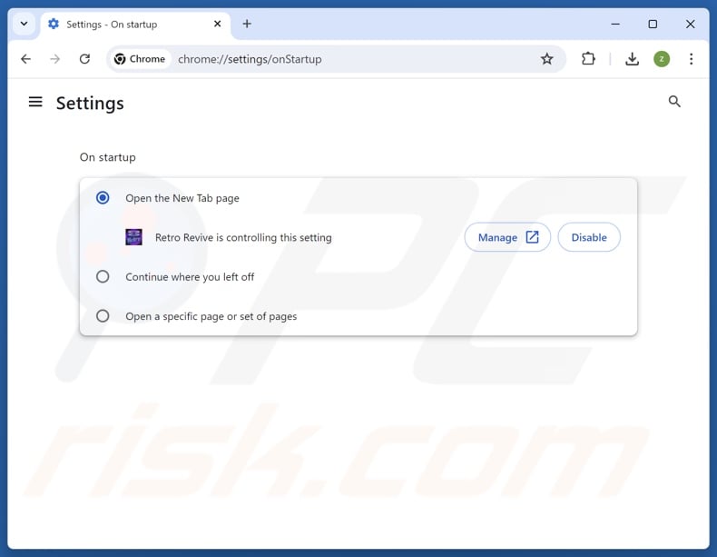 Removing retrorevivesearch.com from Google Chrome homepage