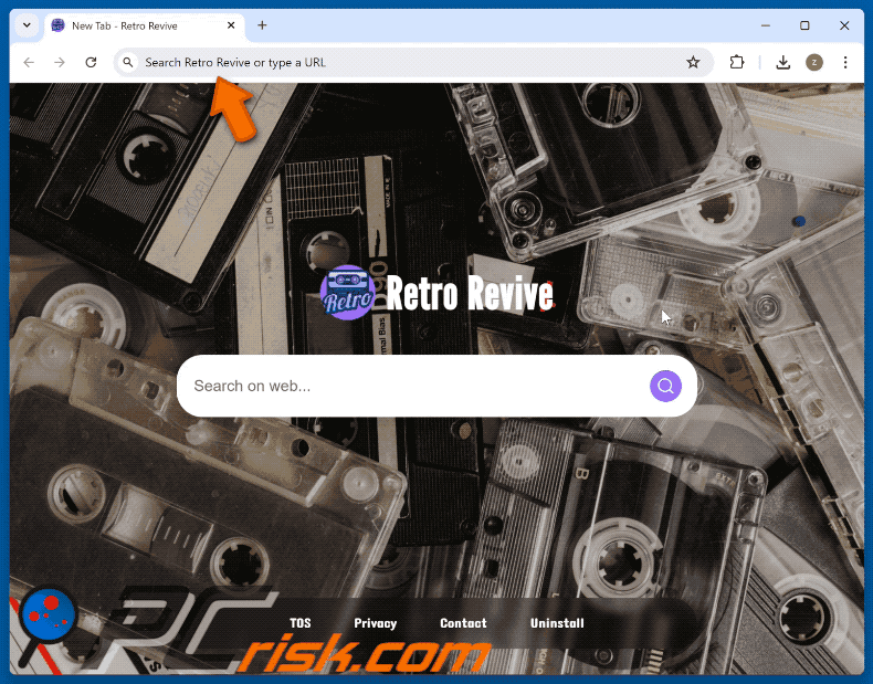 Retro Revive browser hijacker redirecting to retrorevivesearch.com (GIF)