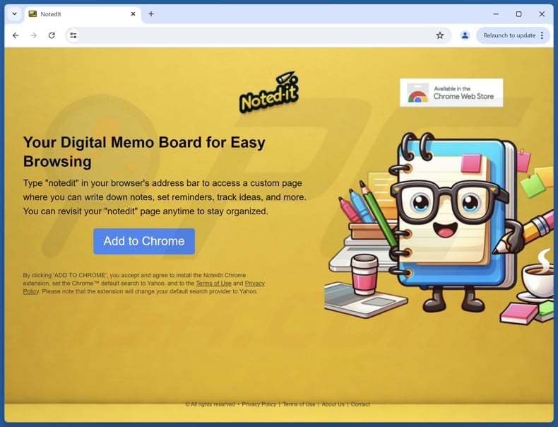 Website used to promote NotedIt browser hijacker