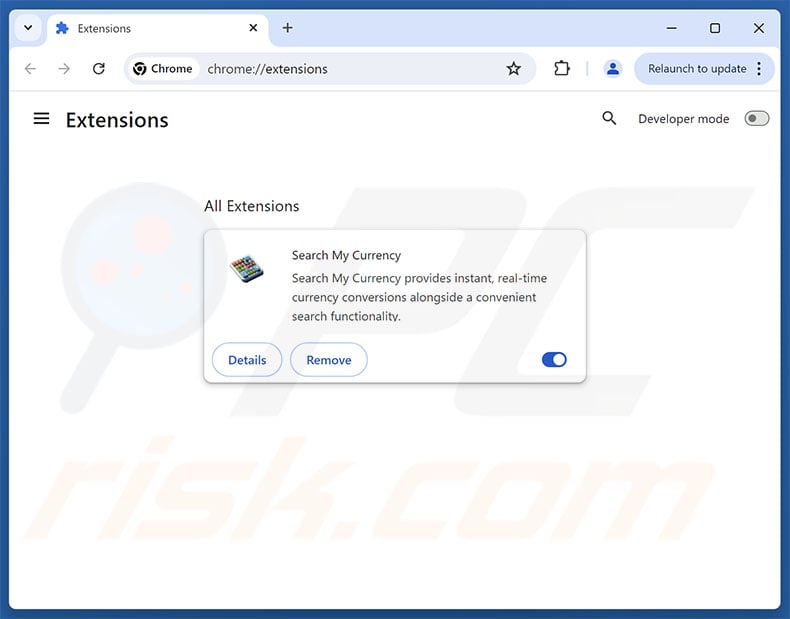 Removing searchmycurrency.com related Google Chrome extensions