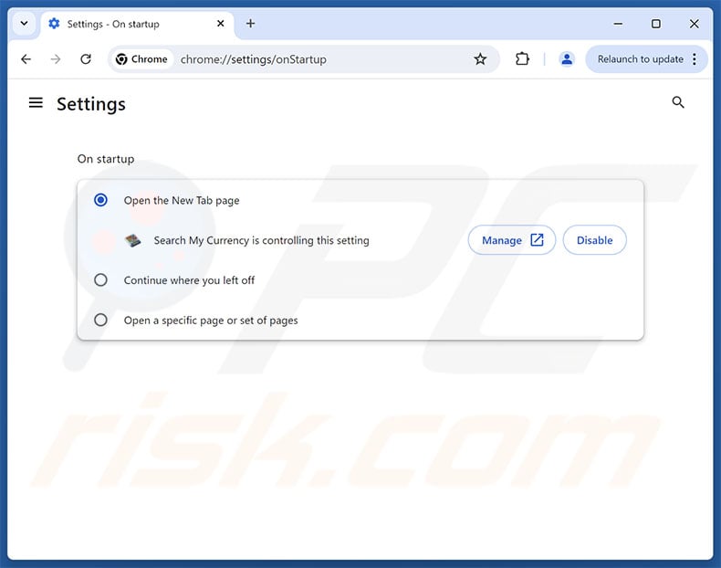 Removing searchmycurrency.com from Google Chrome homepage