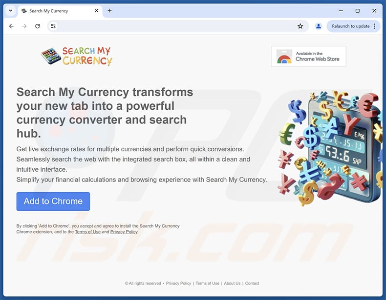 Website used to promote Search My Currency browser hijacker