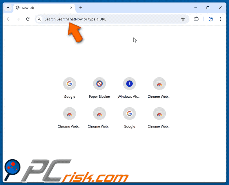 SearchThatNow browser hijacker redirecting to Yahoo (GIF)
