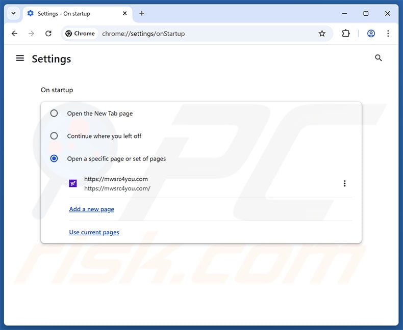 Removing mwsrc4you.com from Google Chrome homepage