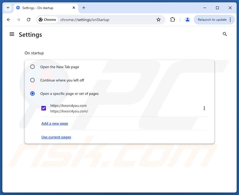 Removing kwsrc4you.com from Google Chrome homepage