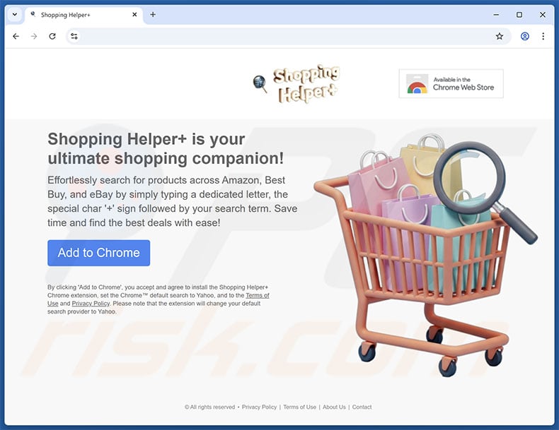 Website used to promote Shopping Helper+ browser hijacker
