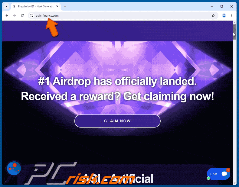 Appearance of SingularityNET (AGIX) Airdrop scam