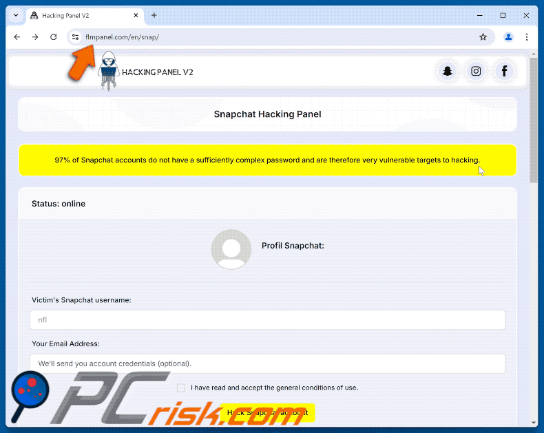Appearance of Snapchat Account Hack scam