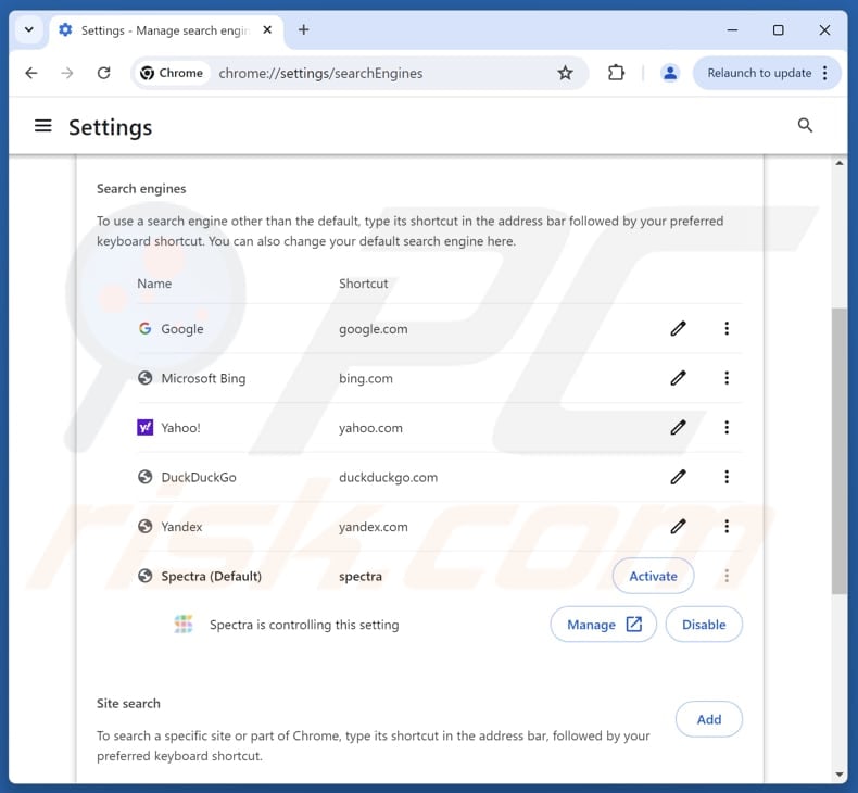 Removing nwsrc4you.com from Google Chrome default search engine