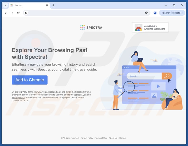Website used to promote Spectra browser hijacker