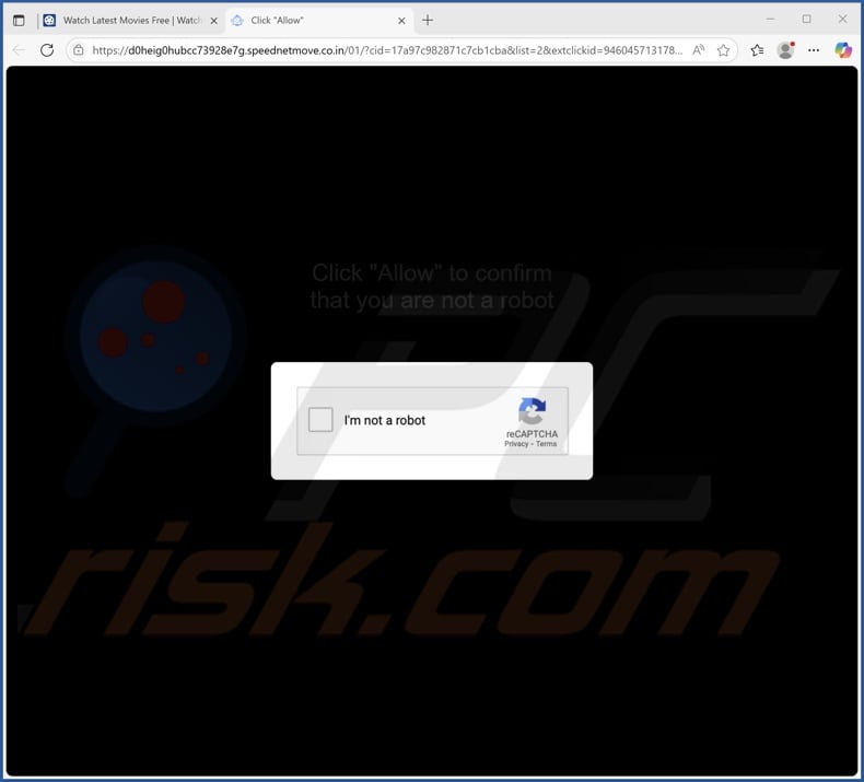 speednetmove.co[.]in pop-up redirects
