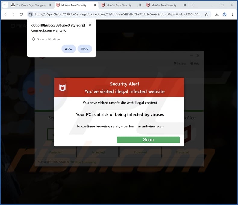 stylegridconnect[.]com pop-up redirects