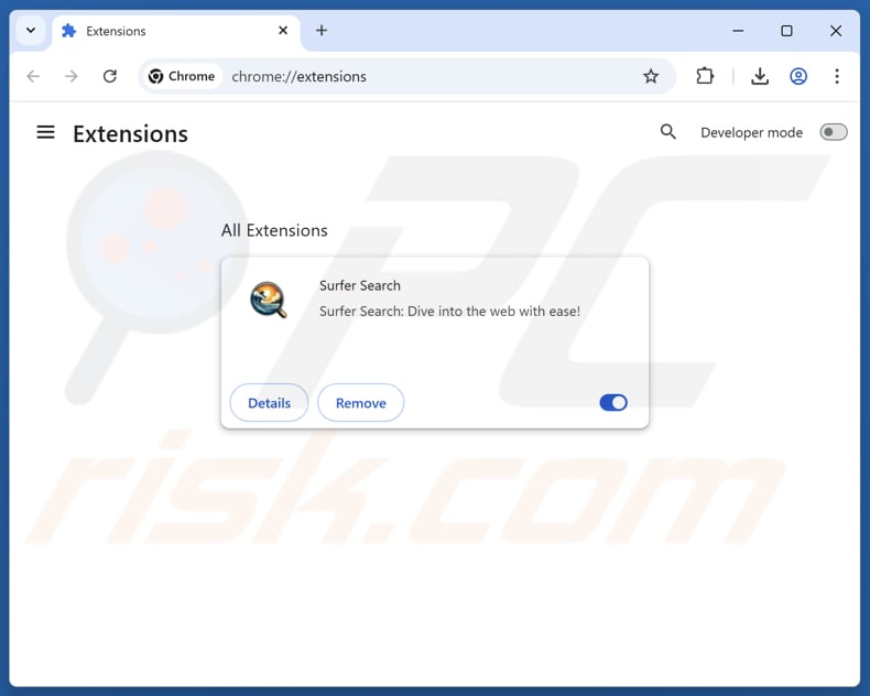 Removing oasrchrdr.com related Google Chrome extensions
