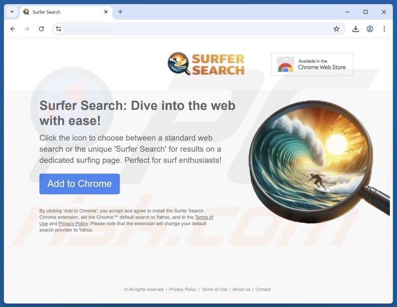 Website used to promote Surfer Search browser hijacker
