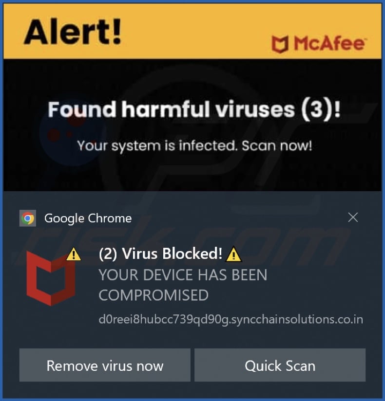 Ad delivered by the syncchainsolutions.co[.]in webpage