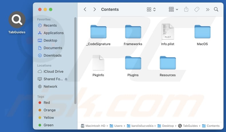 Installation folder of TabGuides adware