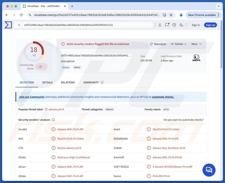 Unsceptical.app adware
