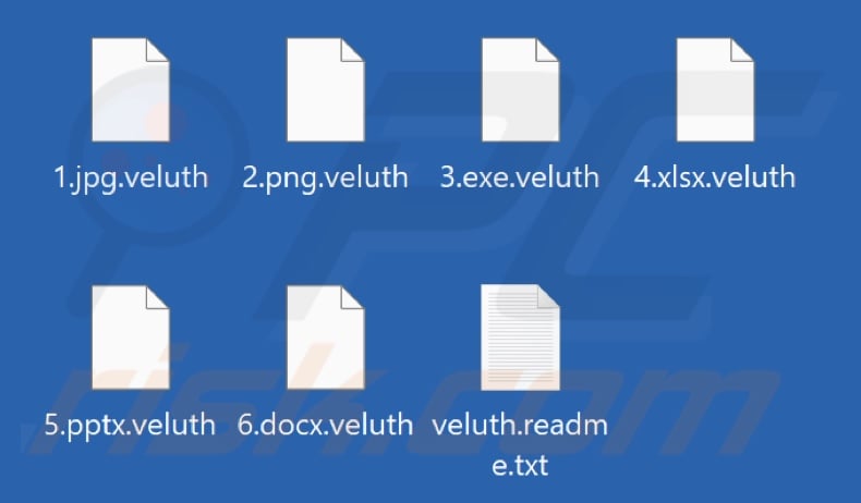 Files encrypted by Veluth ransomware (.veluth extension)