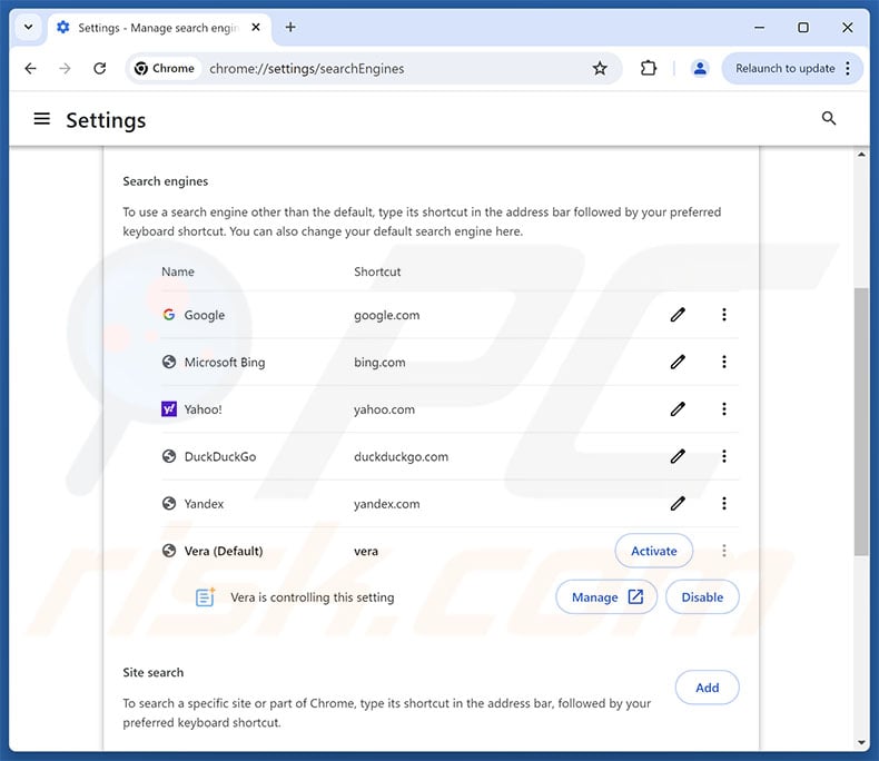 Removing swsrc4you.com from Google Chrome default search engine