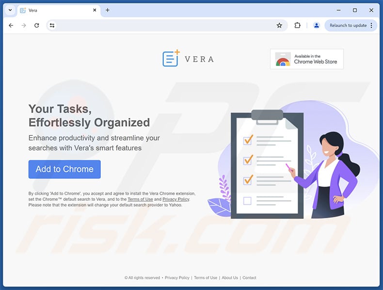 Website used to promote Vera browser hijacker