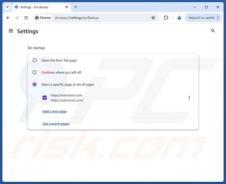 Removing odsrchrdr.com from Google Chrome homepage