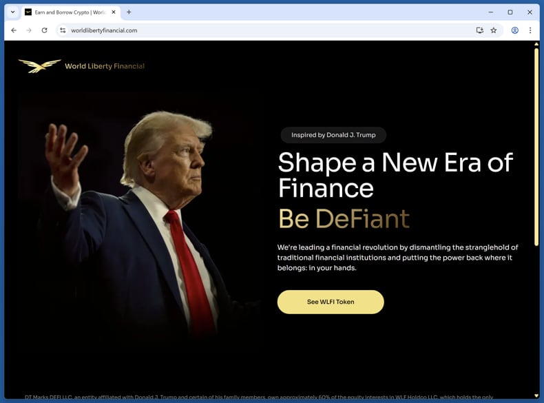 $WLFI Airdrop Scam real website (worldlibertyfinancial.com)