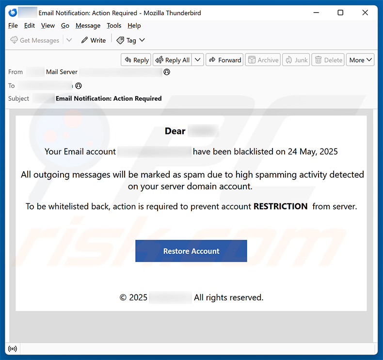 Your Account Has Been Blacklisted Due To Phishing Email Scam (2025-05-23)