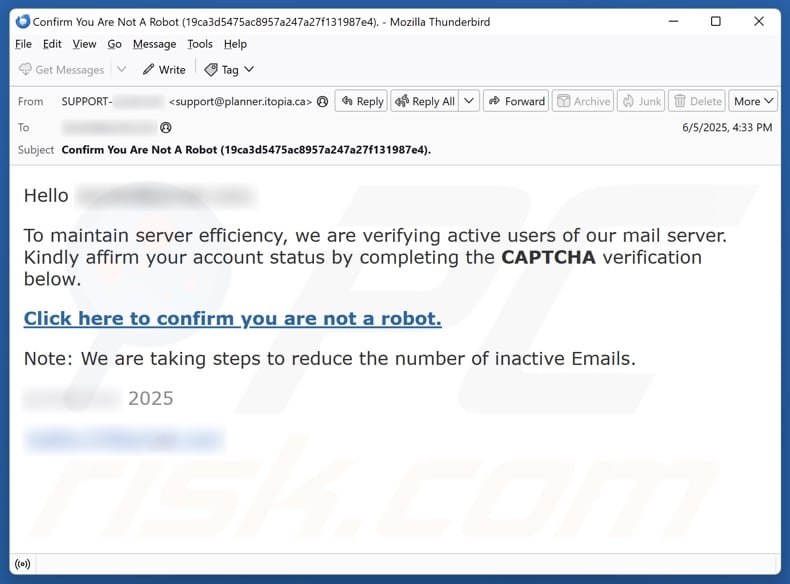 Affirm Account Status By Completing CAPTCHA email spam campaign