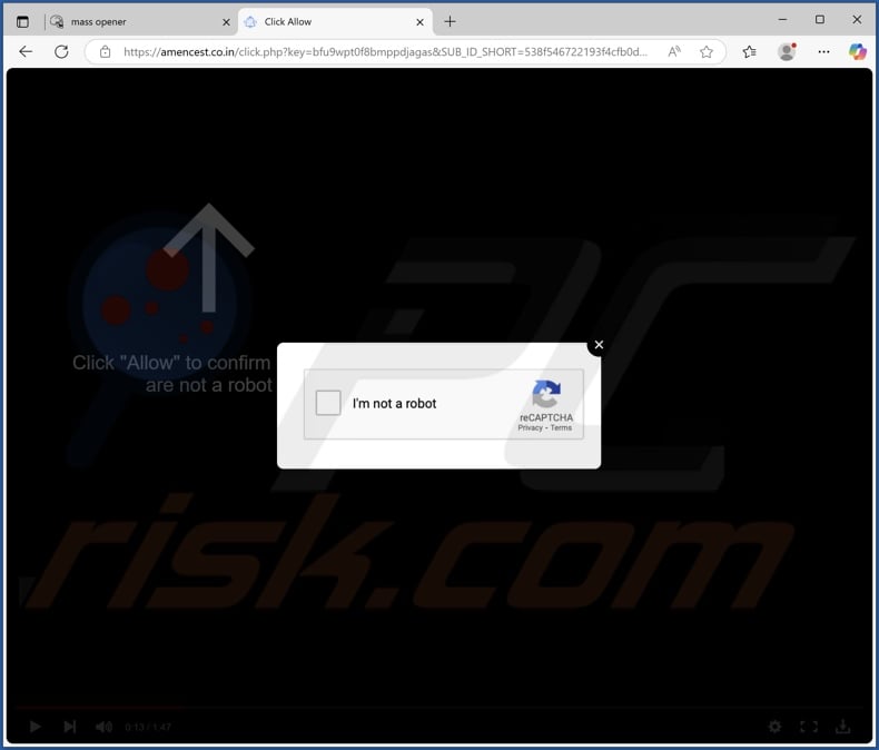 amencest.co[.]in pop-up redirects