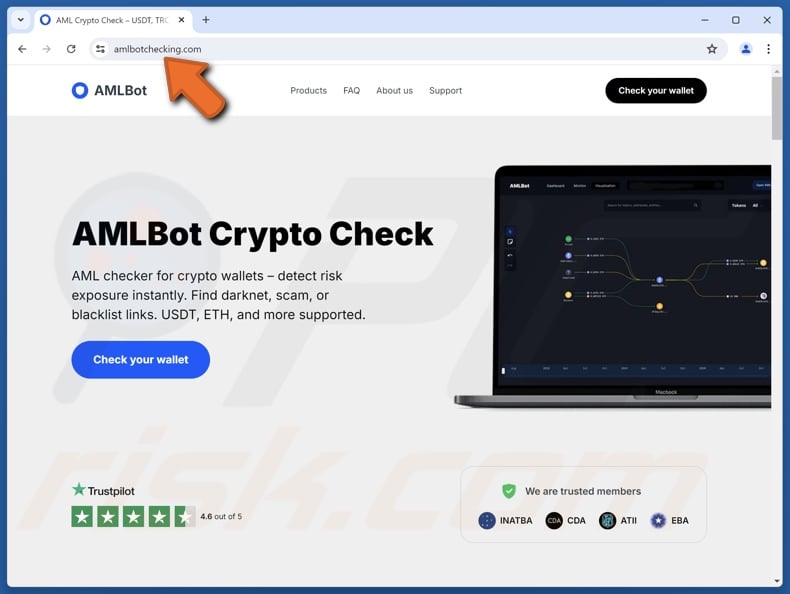 Fake AMLBot Crypto Checking website