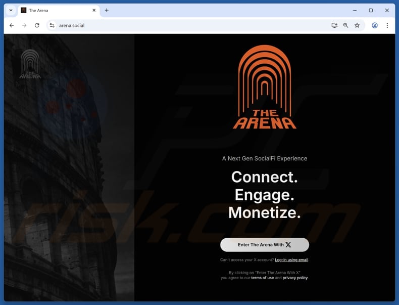 $ARENA Airdrop Scam real website (arena.social)