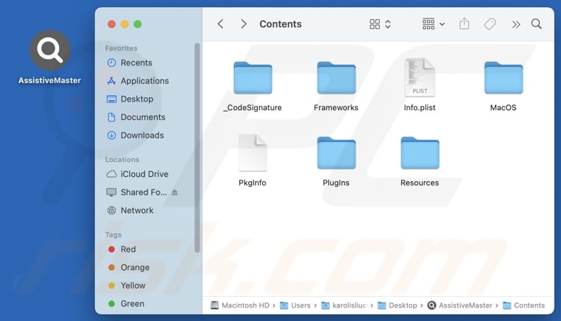 AssistiveMaster adware install folder