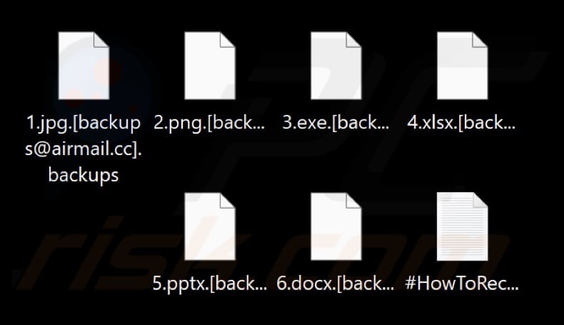 Files encrypted by Backups ransomware (.backups extension)