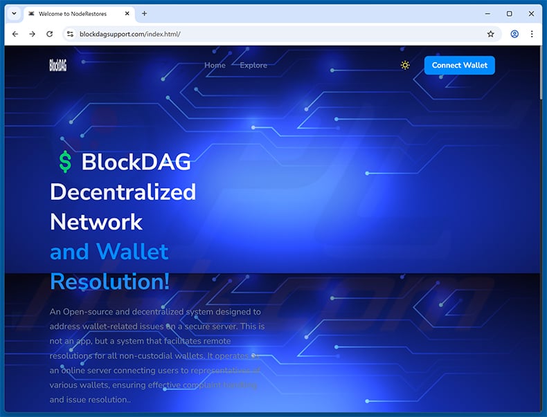 BlockDAG Presale scam website (blockdagsupport[.]com)
