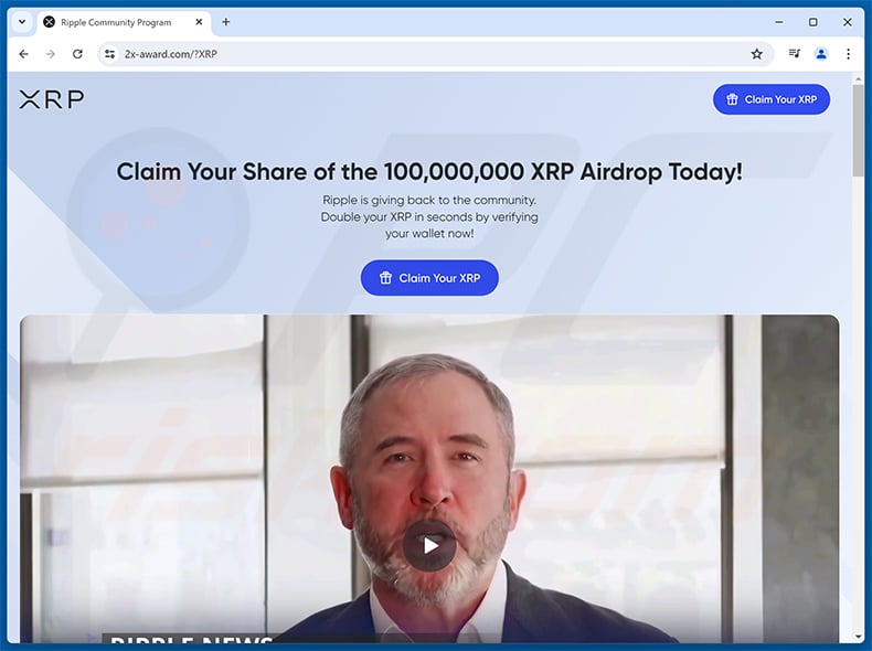 Brad Garlinghouse Crypto Giveaway POP-UP Scam (2025-06-05)