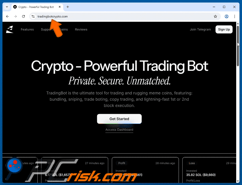 Appearance of Crypto Trading Bot scam