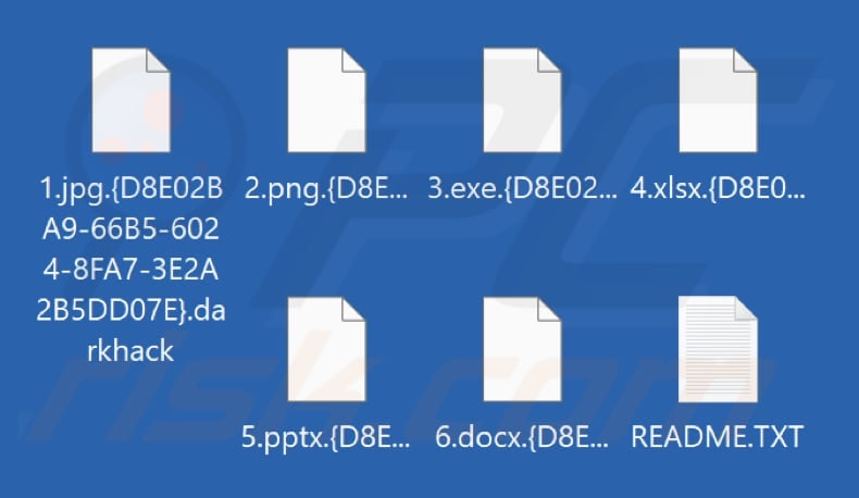 Files encrypted by DarkHack ransomware (.darkhack extension)
