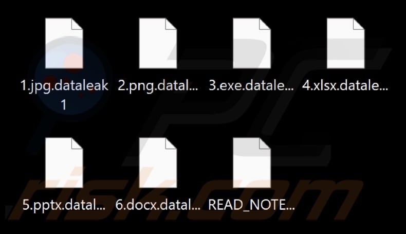 Files encrypted by DataLeak ransomware (.dataleak1 extension)
