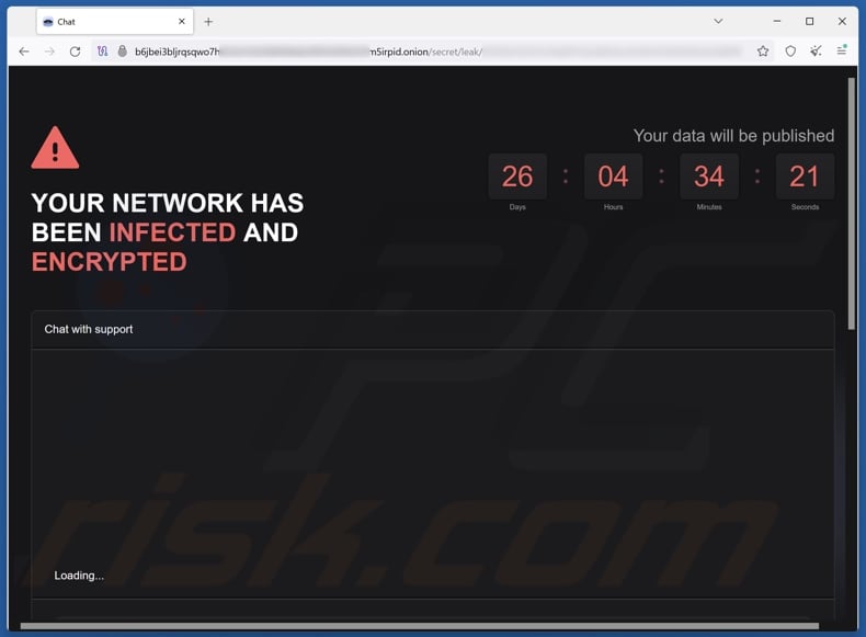 DataLeak ransomware Tor network chat site