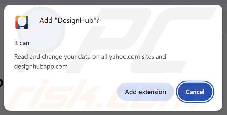 DesignHub adware permissions chrome