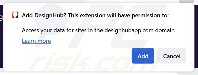 DesignHub adware permissions firefox