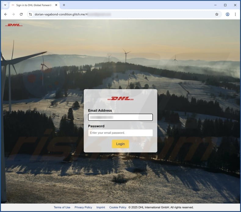 DHL - Shipment(s) Document Is Expected To Be Delivered phishing page
