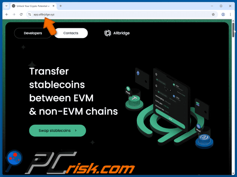 Appearance of the fake Allbridge website (GIF)