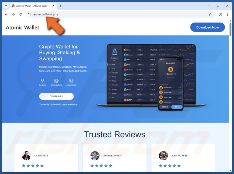 Fake Atomic Wallet website (atomicwallet-app[.]us)