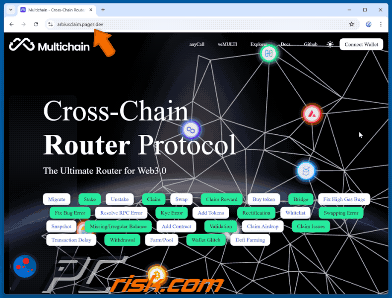 Appearance of the fake Multichain website (GIF)