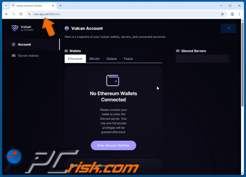 Appearance of the scam Vulcan site (GIF)