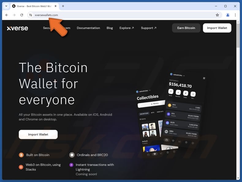 Fake Xverse website