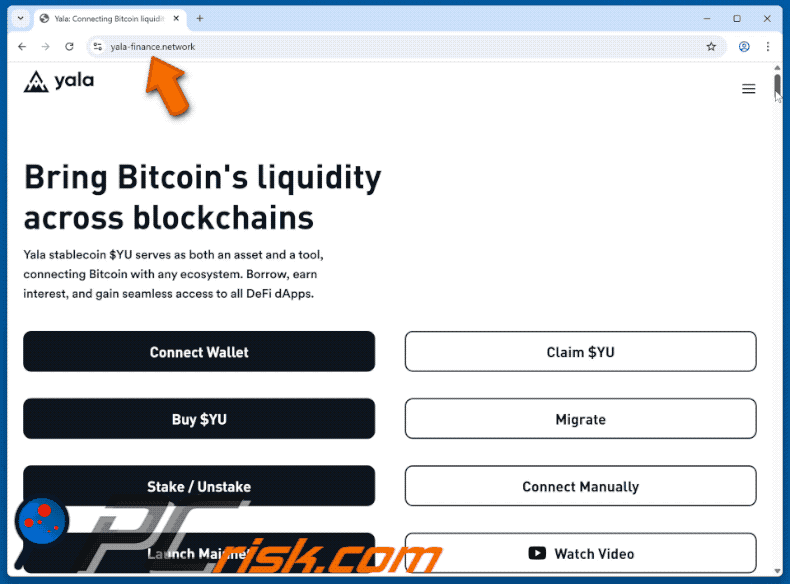 Appearance of the fake Yala website (GIF)